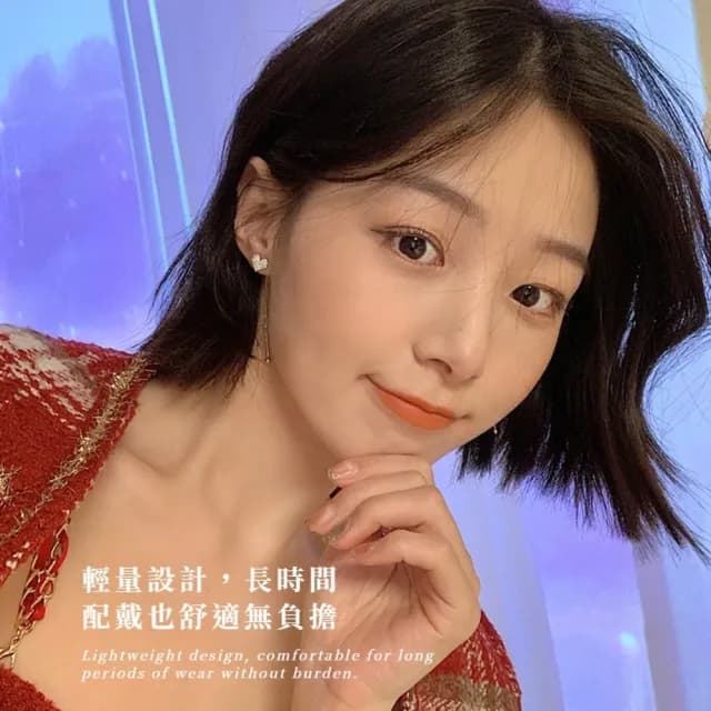 【韓妞配件】滿鑽愛心長墜耳環1對(鑲鑽 水鑽 愛心耳環 飾品 耳飾 耳釘 耳針 耳扣 首飾 情人節 送禮物)