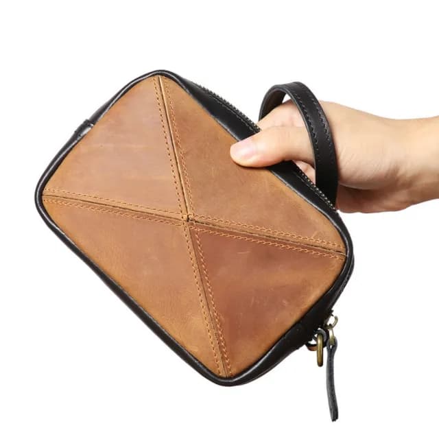 【紐約精品】情人節禮物 真牛皮長夾真皮錢包短夾卡夾手拿包(頭層牛皮多功能小方包男女包包a1js55)