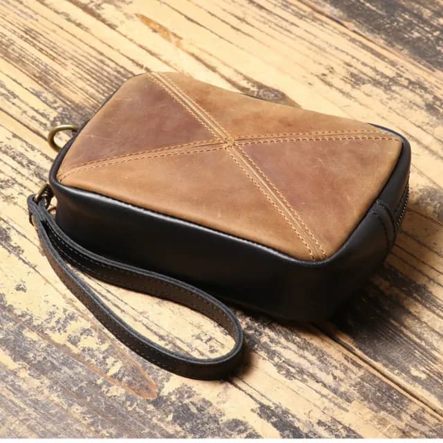 【紐約精品】情人節禮物 真牛皮長夾真皮錢包短夾卡夾手拿包(頭層牛皮多功能小方包男女包包a1js55)