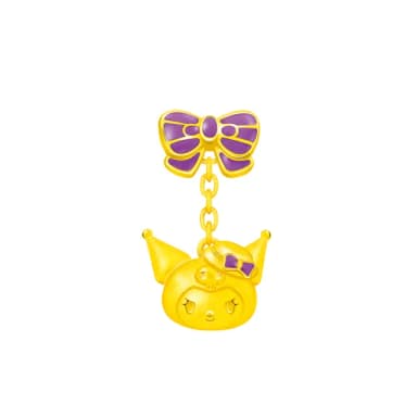 【Just Gold 鎮金店】酷洛米 Kuromi 復古野餐趣-蝴蝶結 黃金耳環(單耳)
