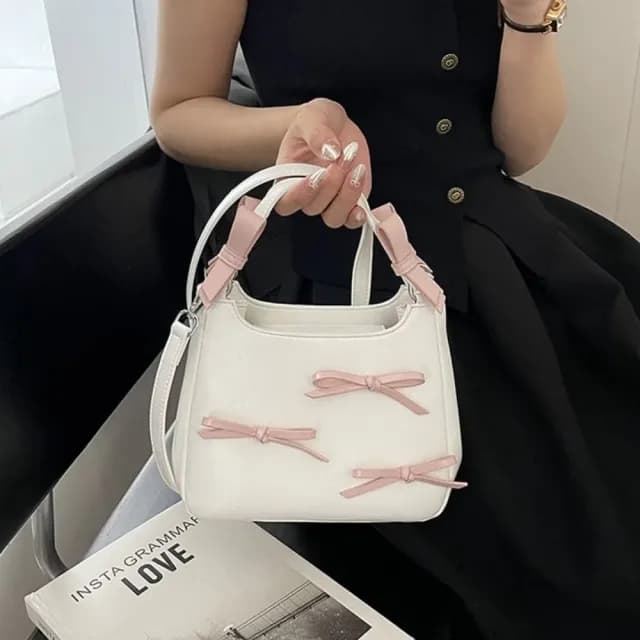 【韓系小妞】蝴蝶結肩背包(百搭 單肩包 通勤 手提包 女 生日禮物 出遊 托特包)