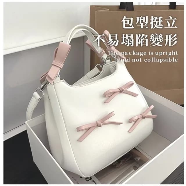 【韓系小妞】雙11 蝴蝶結肩背包(百搭 單肩包 通勤 手提包 女 生日禮物 出遊 托特包)