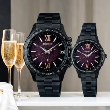 【SEIKO 精工】LUKIA 限量 紫色星光 光動能電波情侶手錶 對錶 畢業禮物 送禮(7B27-UAB0P+1B35-0AY0P)