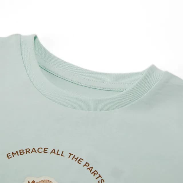 【GIORDANO 佐丹奴】童裝可愛水獺印花短袖上衣(63 冰河綠)