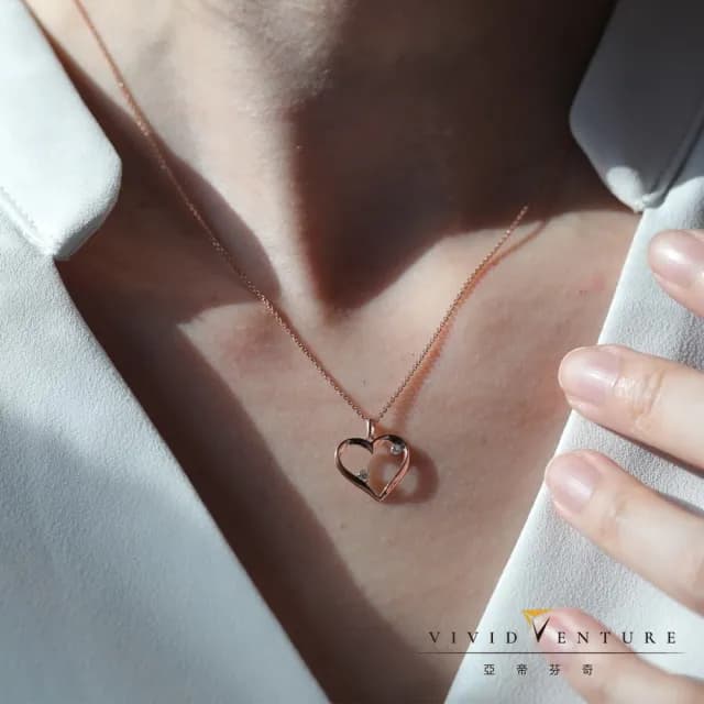 【Vividventure 亞帝芬奇】14K 7分 天然鑽石 鑽石 項鍊 恬心旋律 任選款(愛心系列 NO.357)