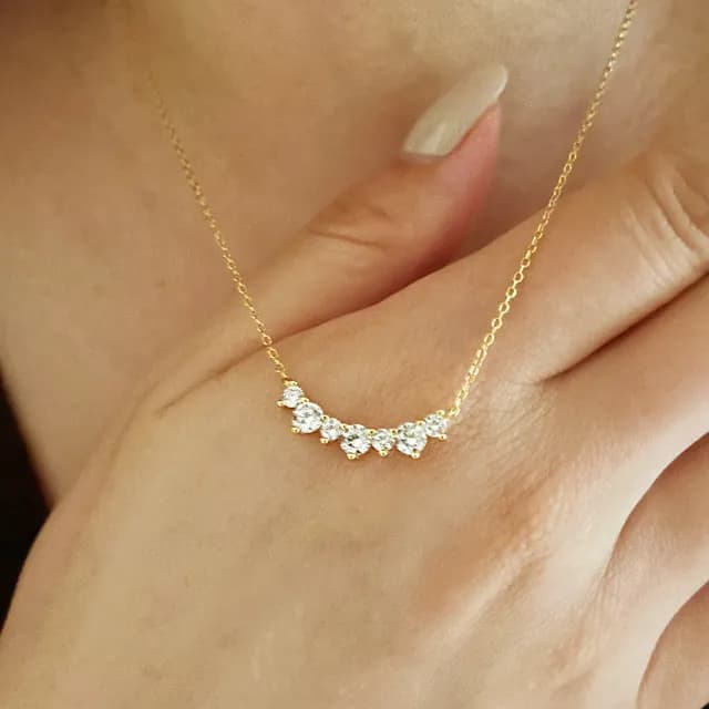 【CReAM】Yael 925純銀微笑七鑽鍍18K金色銀色女項鍊(生日 禮物 送禮 禮盒)