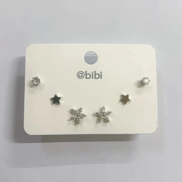 【bibi】情人節禮物 韓版精緻設計鋯石小花耳環3對入(耳針耳環 3對入耳環)
