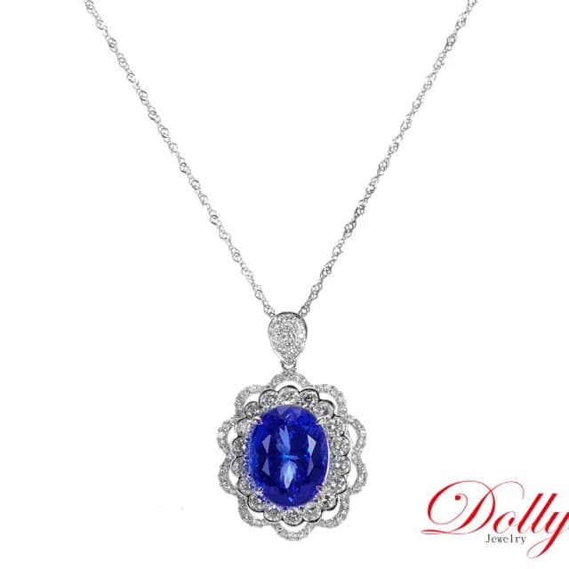 【DOLLY】買一送一 8克拉 天然丹泉石18K金鑽石項鍊(現貨 母親節 長輩送禮首選)