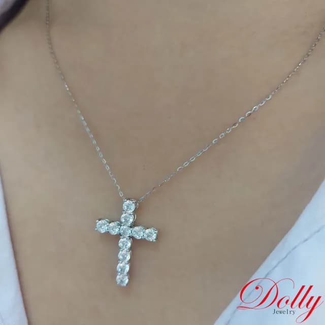 【DOLLY】1.40克拉 天然鑽石 F/VS2 十字架18K金鑽石項鍊(母親節 長輩送禮 交換禮物首選)