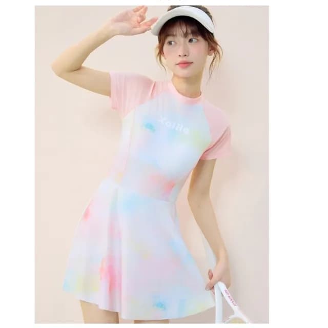 【橘魔法】大童 夢幻暈染連身泳衣(內有安全褲 泳裝 青少女 游泳課 學生 快乾 女童 童裝)