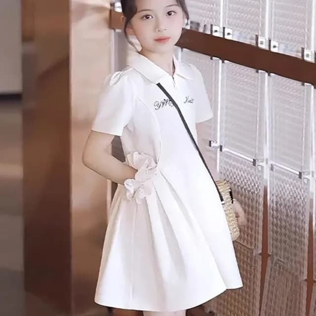 【小衣衫童裝】中大女童短袖POLO連身裙洋裝(1140502)