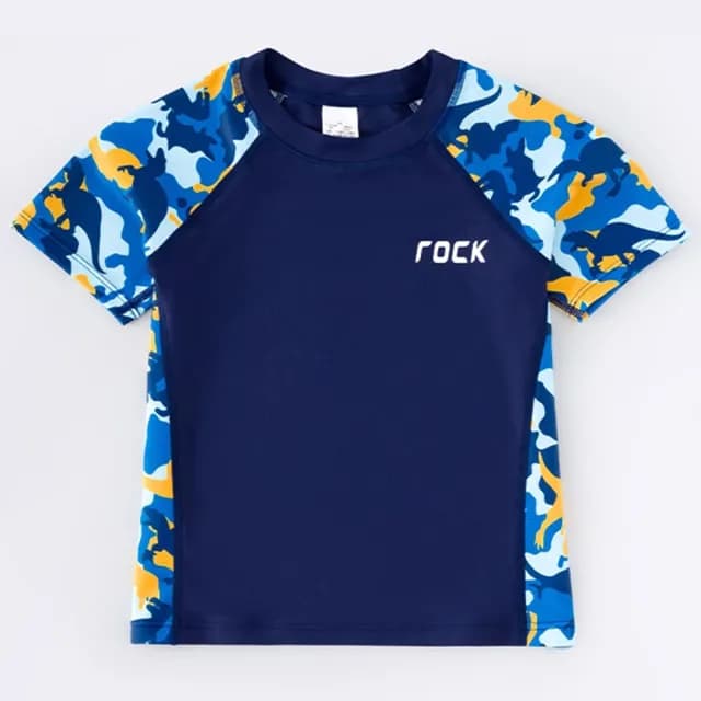 【橘魔法】大童 恐龍迷彩印運動插肩泳衣+泳褲(二件式 游泳課 學生泳衣 中性款 游泳 夏日 男童 兒童 童裝)