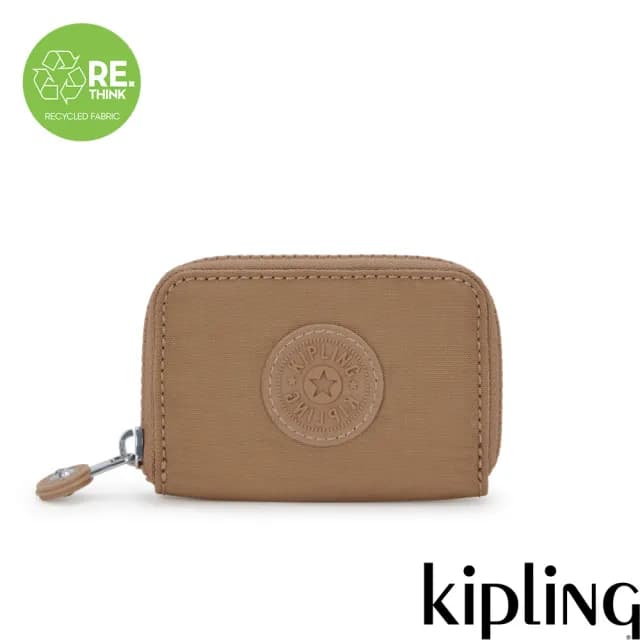 【KIPLING】棕褐色拉鍊零錢包-CASH BUDDY