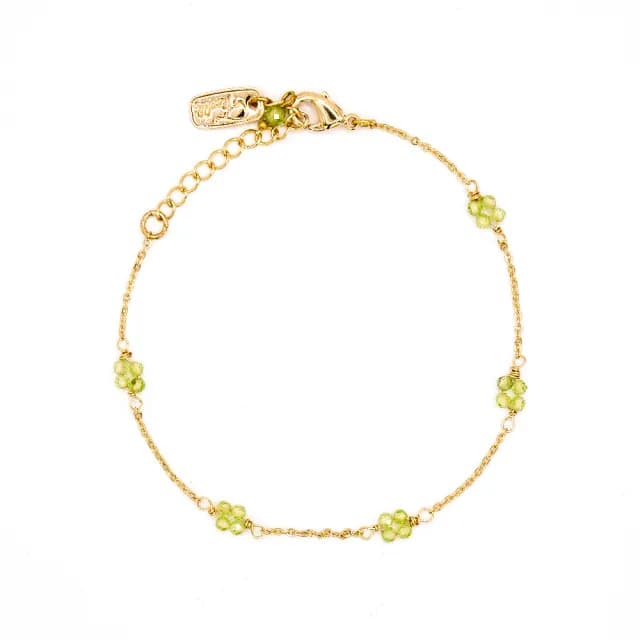 【Ficelle】8月誕生石 橄欖石 K金 初見花語手鍊(輕珠寶 天然石 磁場 開運 設計款 手工製作)