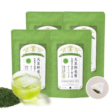 【美康櫻森】日本進口 靜岡掛川煎茶 綠茶包4包組 三角立體綠茶包3g*15入(嚴選上等茶 深蒸煎茶)