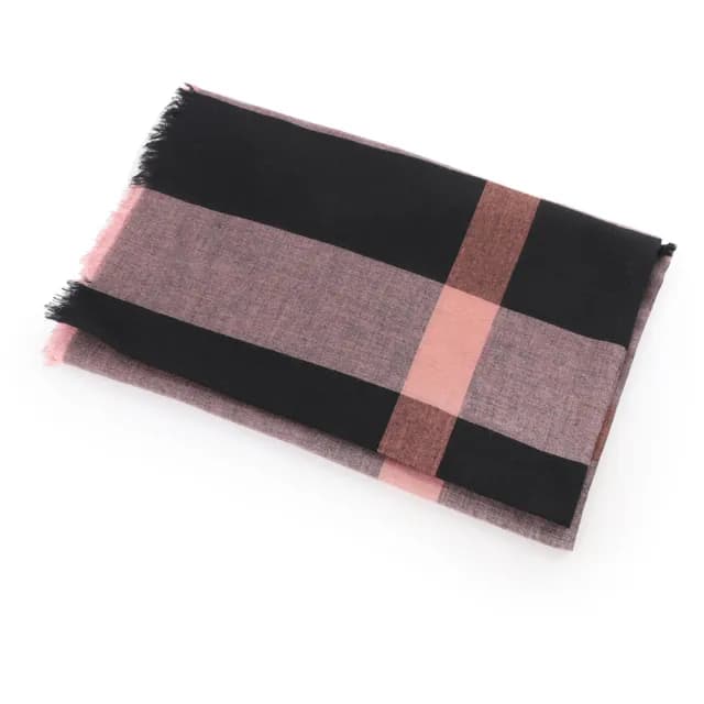 【BURBERRY 巴寶莉】經典格紋莫代爾羊毛圍巾_薄款(乾枯玫瑰色)