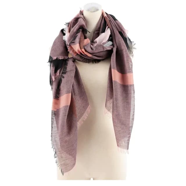 【BURBERRY 巴寶莉】經典格紋莫代爾羊毛圍巾_薄款(乾枯玫瑰色)