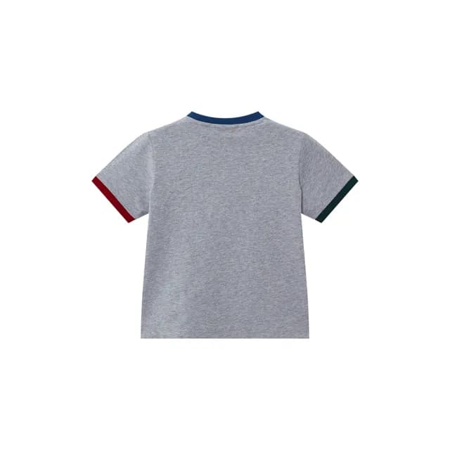 【GIORDANO 佐丹奴】童裝印花撞色圓領短袖上衣 史努比SNOOPY聯名系列(81 花紗灰)
