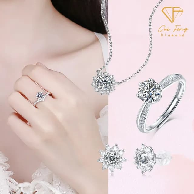 【CF鑽飾】莫桑鑽系列 七夕 情人節(戒指 鑽戒 項鍊 項鏈 手鍊 手鏈 耳環)