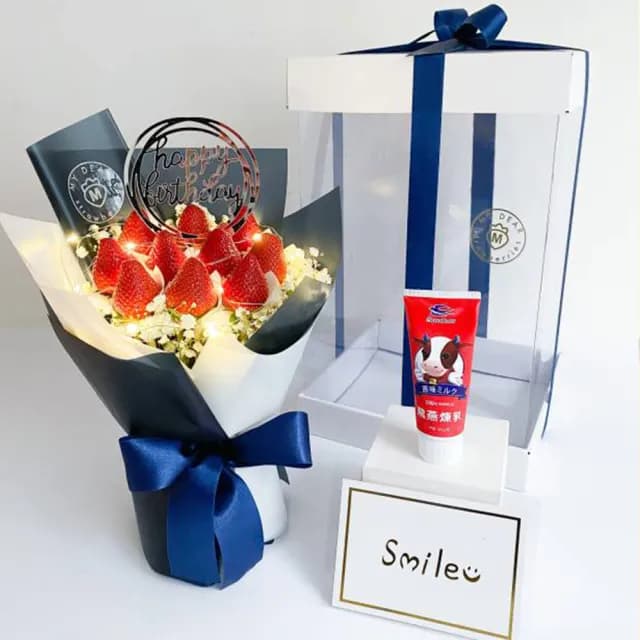 【My Dear草莓花束】經典法式草莓花束生日禮盒組(水果花束/情人節/告白/生日禮物/超人氣花束/草莓)