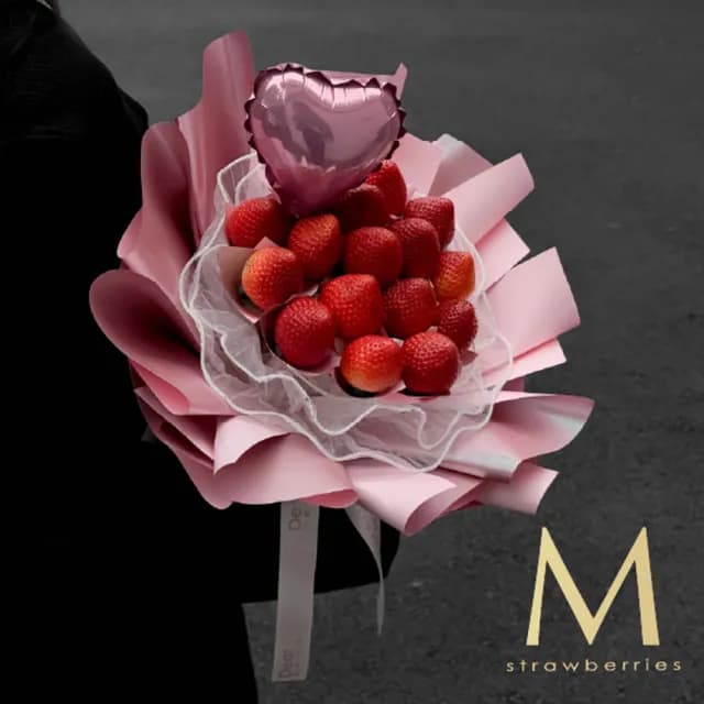 【My Dear草莓花束】Very Ruby 發光草莓花束禮盒組(水果花束/情人節/告白/生日禮物/超人氣花束/草莓)