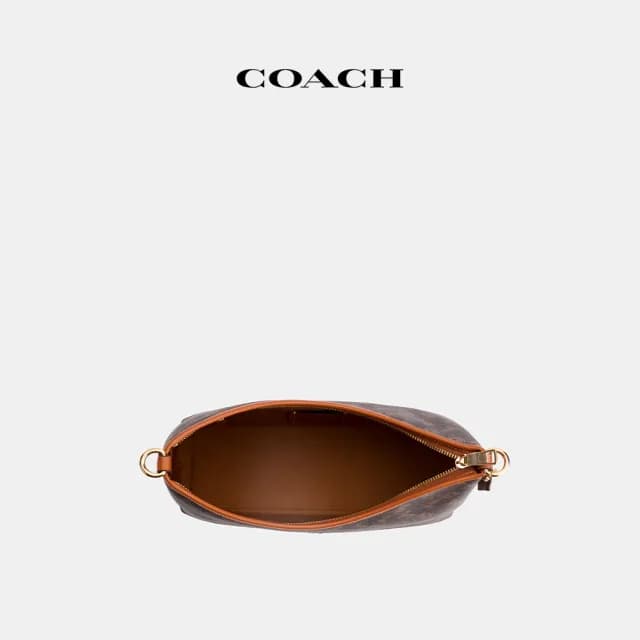 【COACH】蔻馳官方直營 LAUREL馬車圖案印花單肩手袋-IM/松露色 混合色(CBL85)