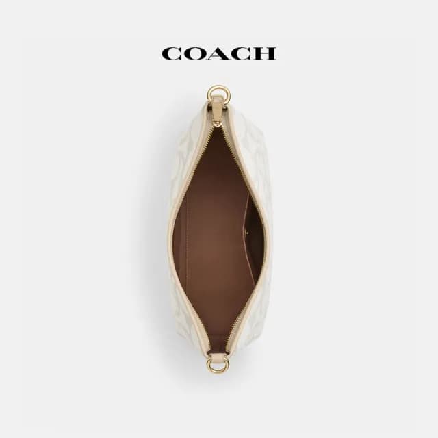 【COACH】蔻馳官方直營 LAUREL經典Logo SKETCH圖案單肩手袋-IM/象牙白色(CBH87)