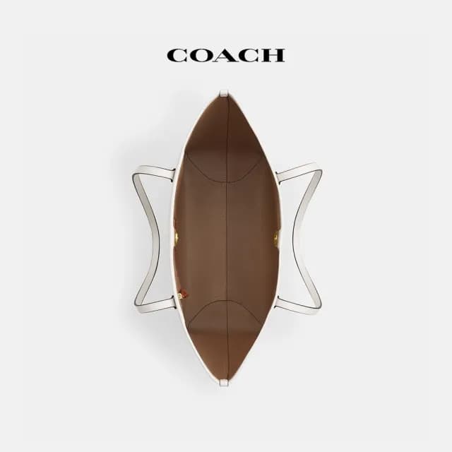【COACH】蔻馳官方直營 CITY托特包 托特手袋COACH文字圖案-IM/粉筆白色 混合色(CBS70)
