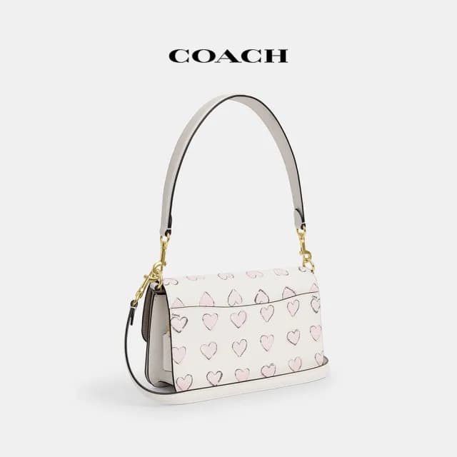 【COACH】蔻馳官方直營 BRYNN愛心印花單肩手袋-IM/粉筆白色 混合色(CBS76)