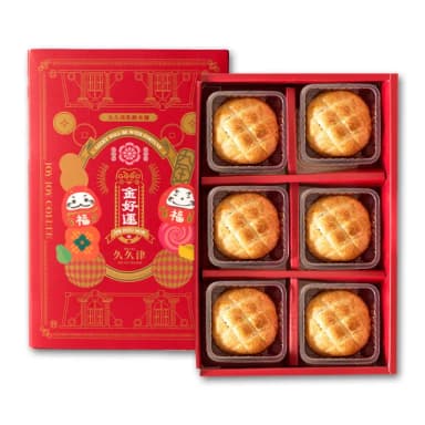 【久久津】卡滋波蘿蛋黃酥禮盒_2025中秋禮盒(蛋奶素 6入/盒 附提袋)