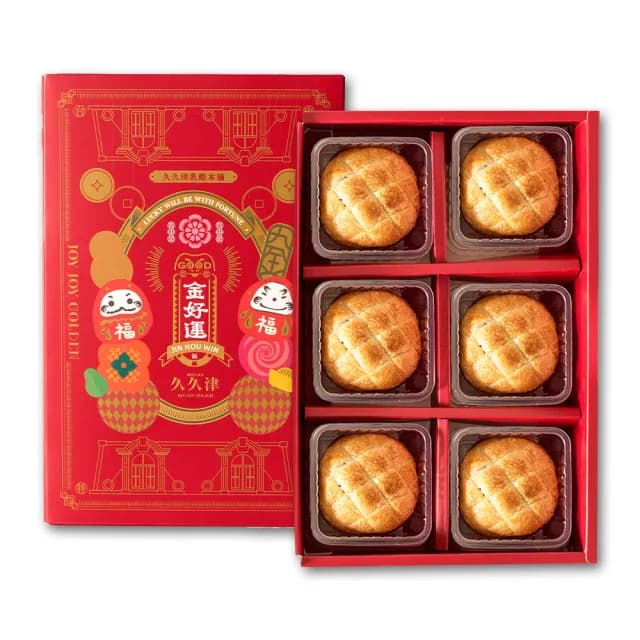 【久久津】卡滋波蘿蛋黃酥禮盒_2025中秋禮盒(蛋奶素 6入/盒 附提袋)