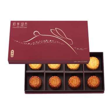 【奇華】奶黃迎月禮盒2盒組_2025中秋月餅(2品8入 錦盒 附提袋)