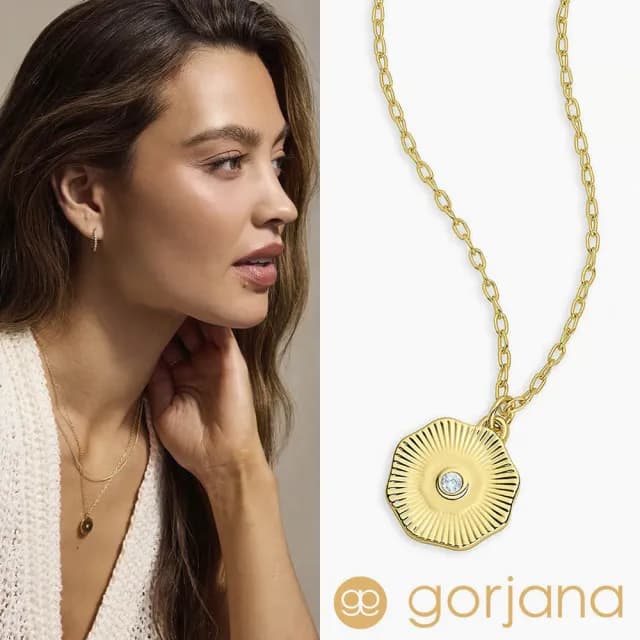 【GORJANA】海藍寶 圓牌幸運項鍊 3月誕生石項鍊 紀念日/生日禮物 簡約百搭(誕生石項鍊)