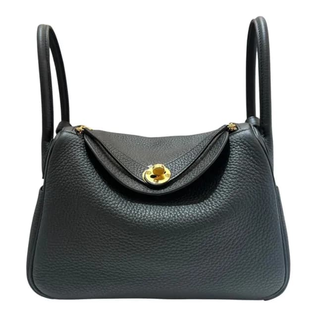 【Hermes 愛馬仕】LINDY 26CM黑色金釦/W刻