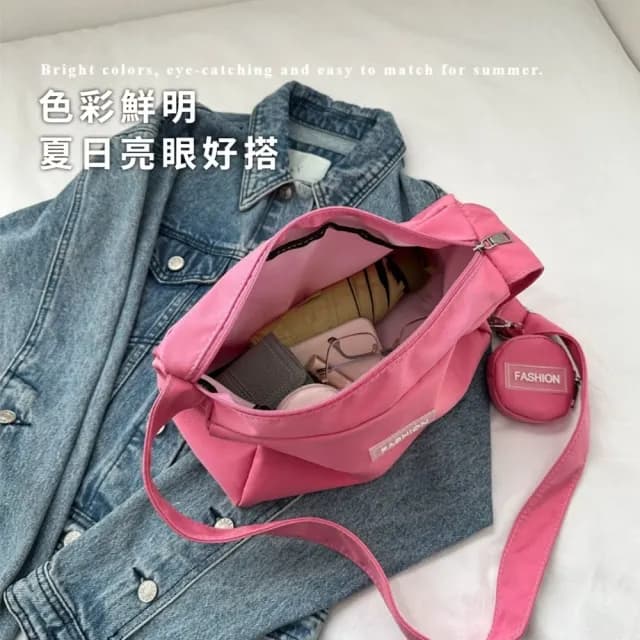 【自由穿搭】父親節禮物 夏日繽紛大膽色系單肩包-附小圓包(斜背包 側背 女 配件 斜跨包 側肩 大學生 通勤