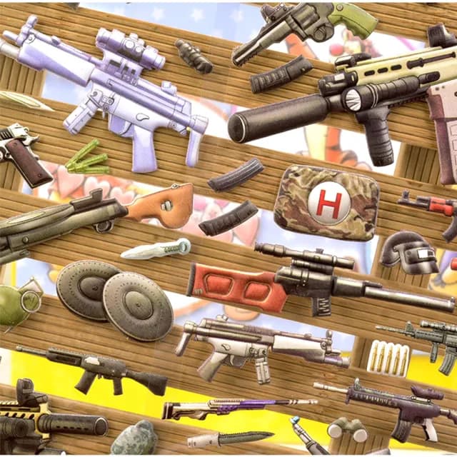 【TDL】卡通立體泡泡貼紙軍事武器手槍泡棉立體貼紙玩具4張組 860212(生日禮物 聖誕節 平輸品)