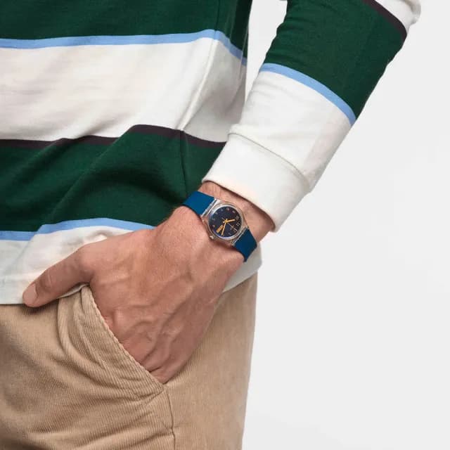 【SWATCH】BLUE AWAY 經典手錶/男錶/女錶/瑞士製造 SO28K700(34mm)