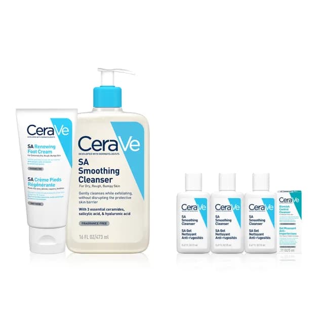 【CeraVe適樂膚】全新上市完美嫩膚組★B3水楊酸煥膚修護美體霜88ml_足部專用+水楊酸煥膚淨嫩潔膚露 473ml