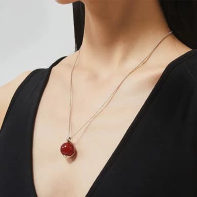 【MoonDy】瑪瑙項鍊 單珠項鍊 飾品 頸鍊 鎖骨練 新中式項鍊 女生項鍊 紅瑪瑙 高級感 圓珠項鍊 紅瑪瑙
