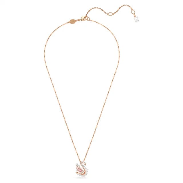 【SWAROVSKI 施華洛世奇】Swan 天鵝優雅律動 粉紅色水晶項鍊(5732414)