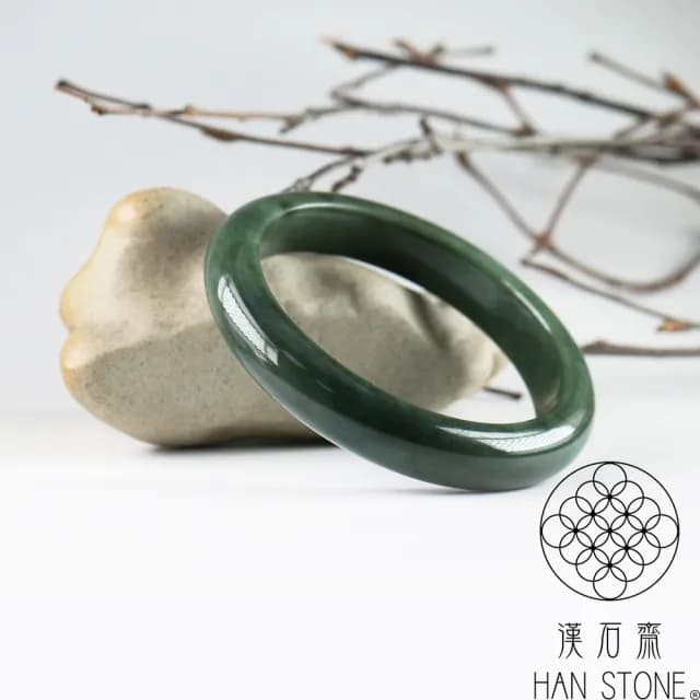 【漢石齋】情人節禮物 天然翡翠A貨 手鐲玉鐲 飄花種(手圍17.8/版寬10.8mm)