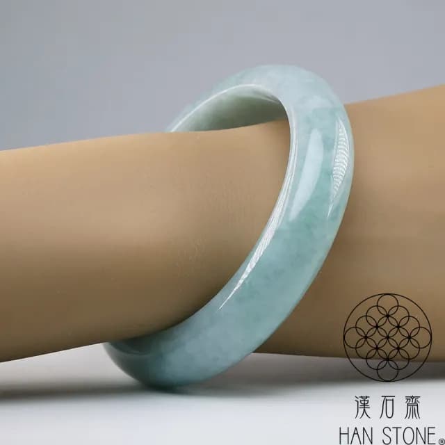 【漢石齋】情人節禮物 天然翡翠A貨 手鐲玉鐲 飄花種(手圍18.6/版寬14.5mm)