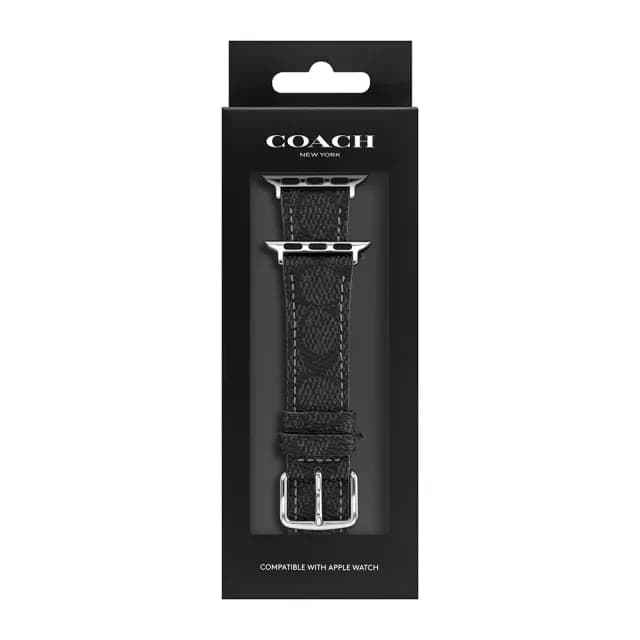 【COACH】Apple Watch 錶帶 38/40/41mm 適用 皮錶帶-黑色 禮物 送禮(不含手錶)
