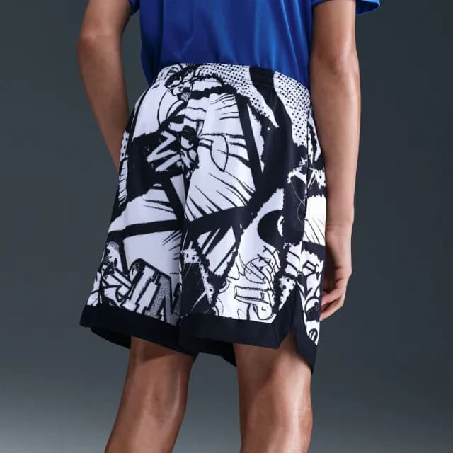 【NIKE 耐吉】短褲 童裝 大童 男女童 球褲 寬鬆版型 K NK DF COURT SHORT COMIC 黑白 HV4154-010
