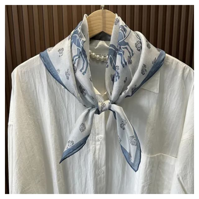 【Jun Jun】蠶絲絲巾 真絲西麗紗中方巾 65*65cm(紳士馬車)