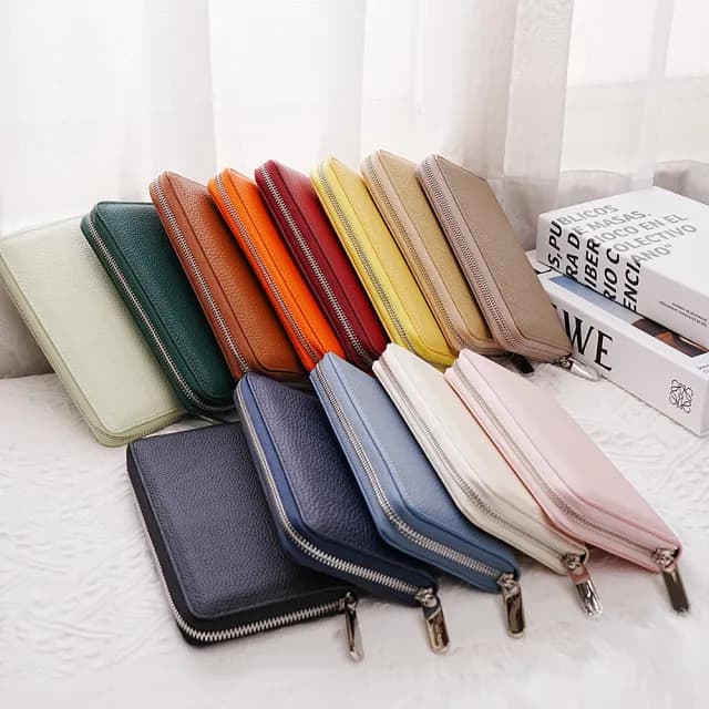 【MoonDy】雙11 包包 錢包 皮包 長夾 牛皮皮包 長夾女生 皮夾 黑色長夾 雙層長夾 牛皮