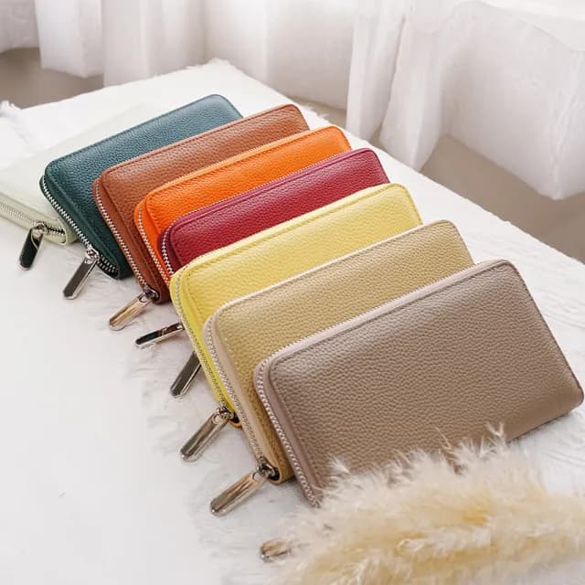 【MoonDy】雙11 包包 錢包 皮包 長夾 牛皮皮包 長夾女生 皮夾 黑色長夾 雙層長夾 牛皮