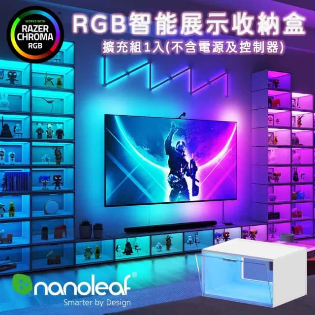 【nanoleaf】RGB 智能展示收納盒擴充組1入-不含電源及控制器(RGB 收納 公仔 氣氛燈 LED燈 壁燈 鞋盒)