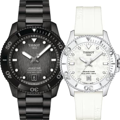 【TISSOT 天梭】海洋之星潛水錶 對錶 情侶手錶 禮物(T1208073305100+T1202101711600)