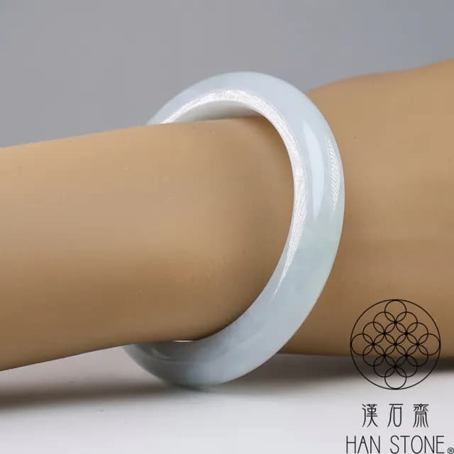 【漢石齋】情人節禮物 天然翡翠A貨 手鐲玉鐲 飄花種 福 利 品(手圍16.2/版寬10.2mm)